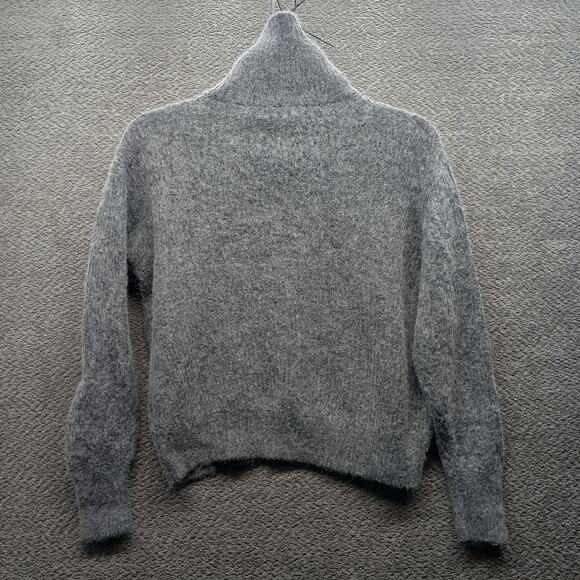 Quince Women’s Grey Alpaca Blend Half-Zip Pullover Small Luxury Soft Knit - Picture 2 of 7